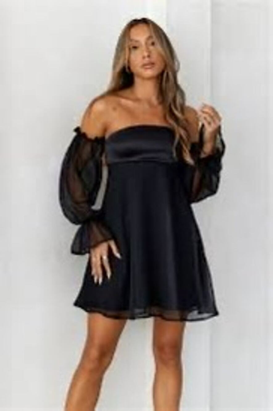 Hello Molly Delicate Soul Off The Shoulder Mini Black Dress Sz US 8 NWT MSRP $95